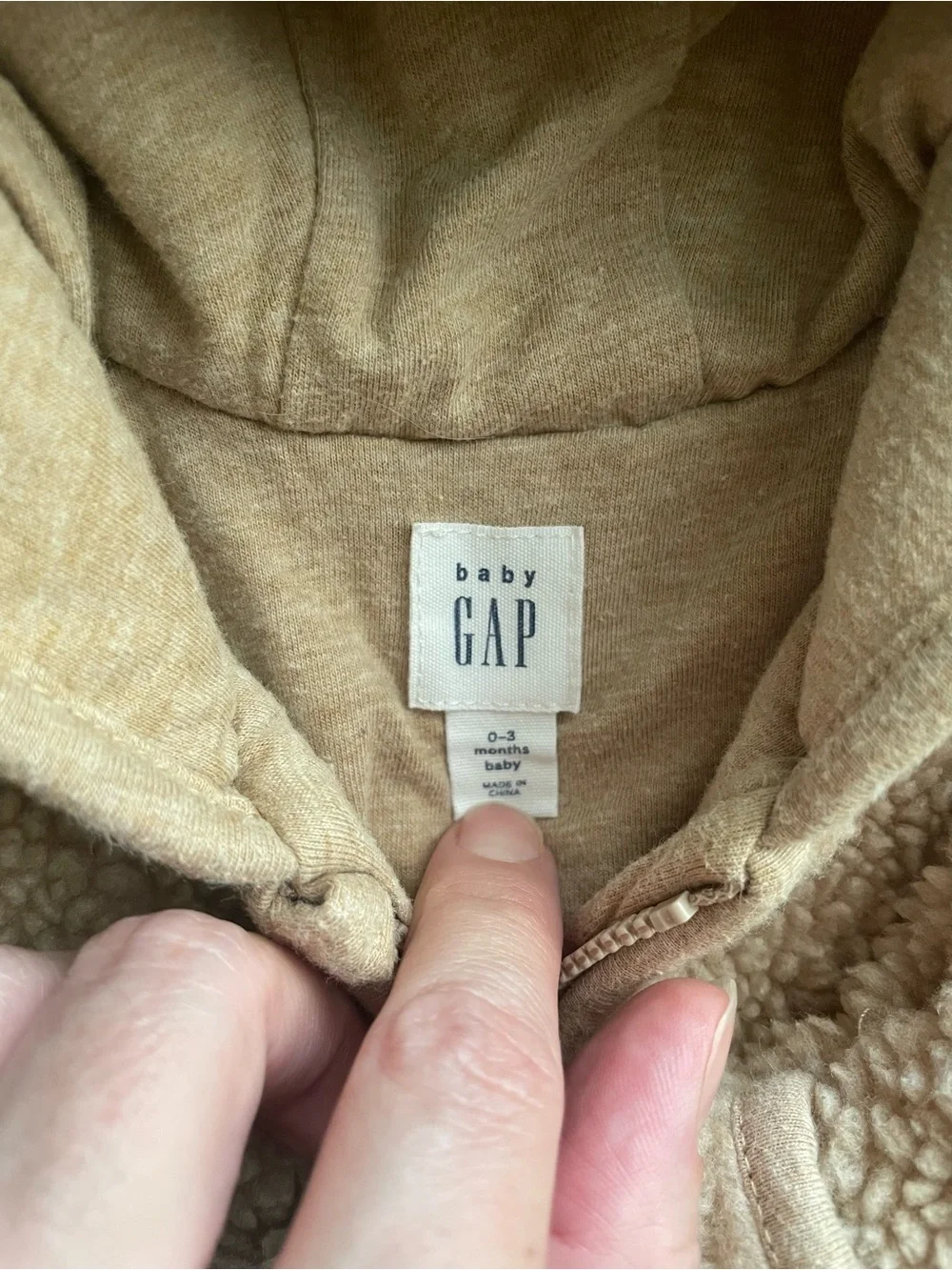 baby GAP Beige Teddy Sherpa Hooded Jumpsuit with Ears - Gender Neutral!